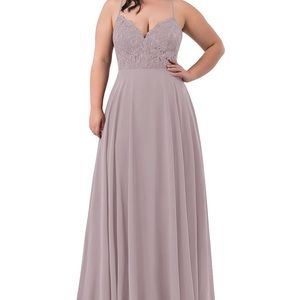 Azazie A-Line Floor Length Chiffon Dress, Sonya Style in Dusk